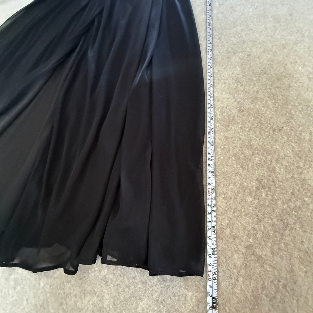 Black Mesh Crisscross Halter Maxi Dress Gown S 12 Formal Slit Prom Davids Bridal - Picture 10 of 10